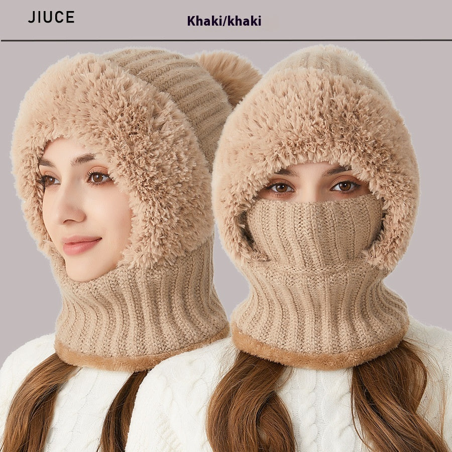 High Elastic Solid Color Knitted Hat Scarf Mask – image 6