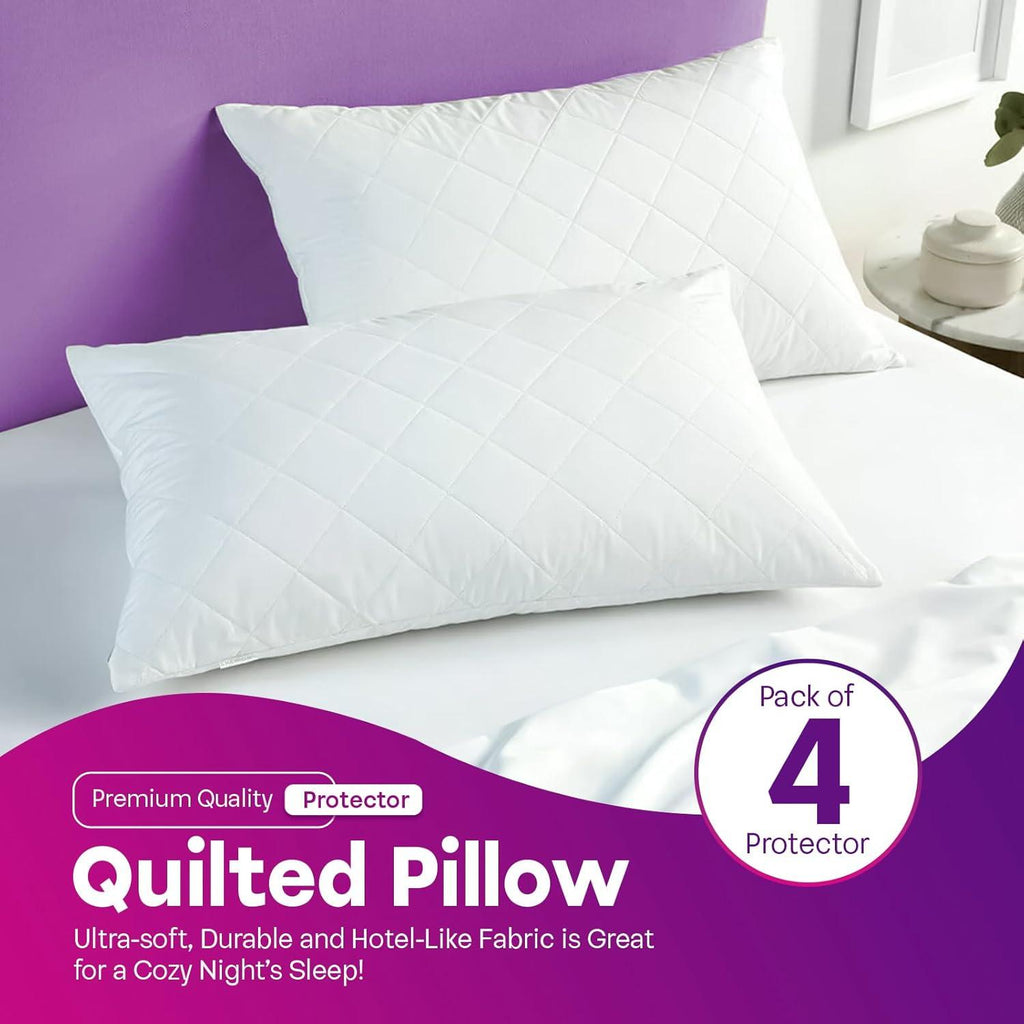 Quilted Pillow Protectors Pack of 4 – Zipped, 50 x 75cm – image 3