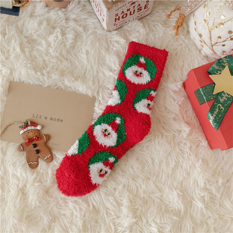 Christmas Slipper Socks with Grip Sole – Fluffy Plush Bed Socks