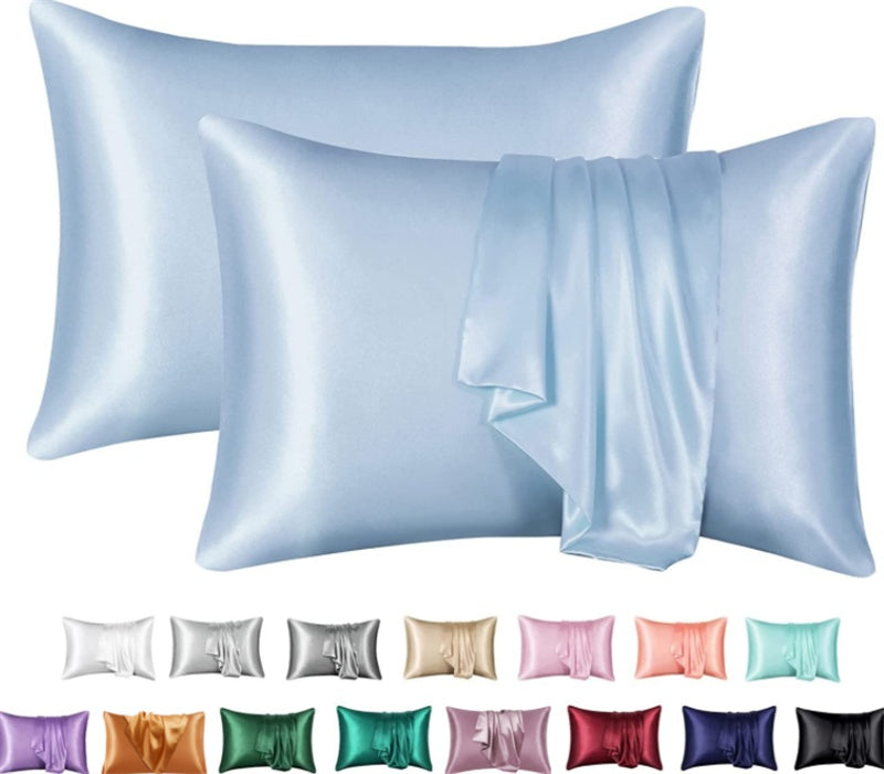 Silk-Style Solid Colour Satin Pillowcase – image 13
