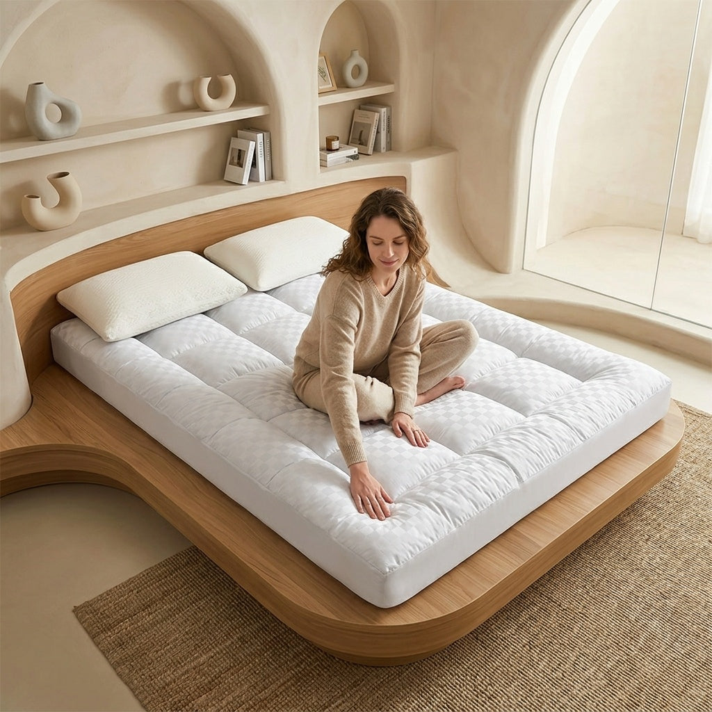 Thick Quilted Mattress Topper with Elastic Bands – Soft & Breathable – image 3