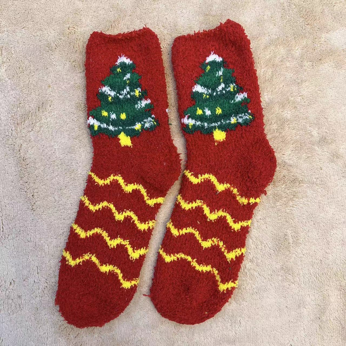 Christmas Slipper Socks with Grip Sole – Fluffy Plush Bed Socks