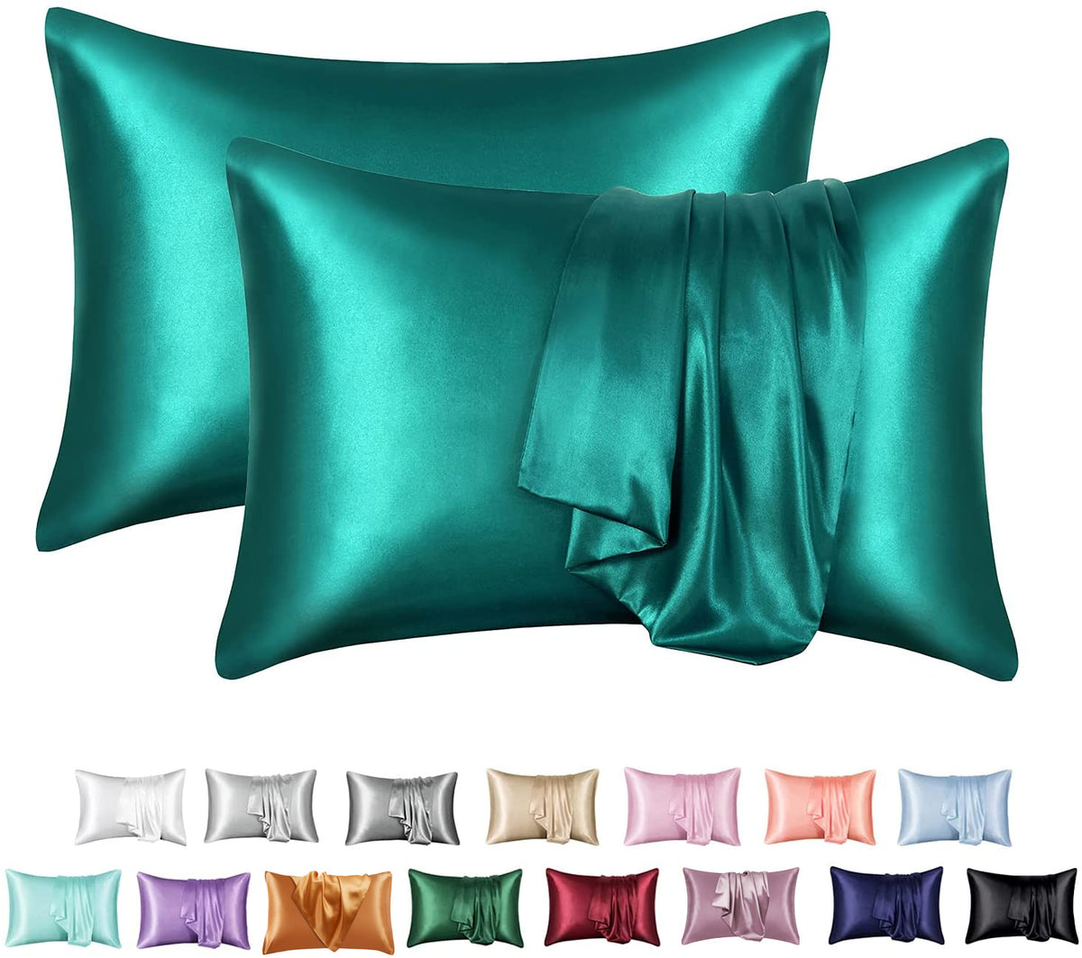 Silk-Style Solid Colour Satin Pillowcase – image 10