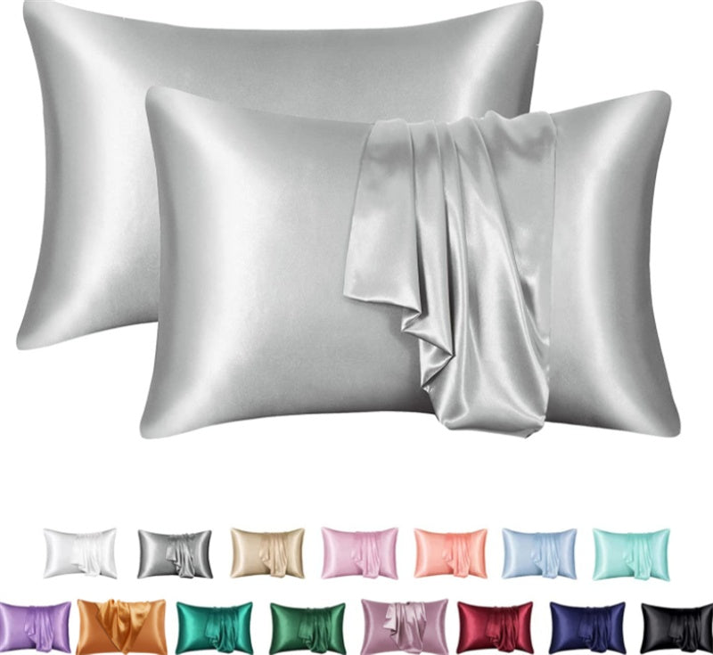 Silk-Style Solid Colour Satin Pillowcase – image 3