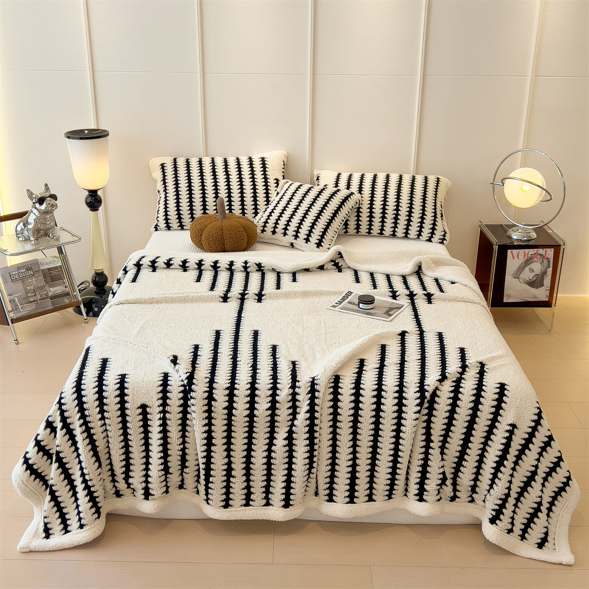 Textured Jacquard Throw Blanket – Thick Plush Fleece for Sofa & Bed – image 6