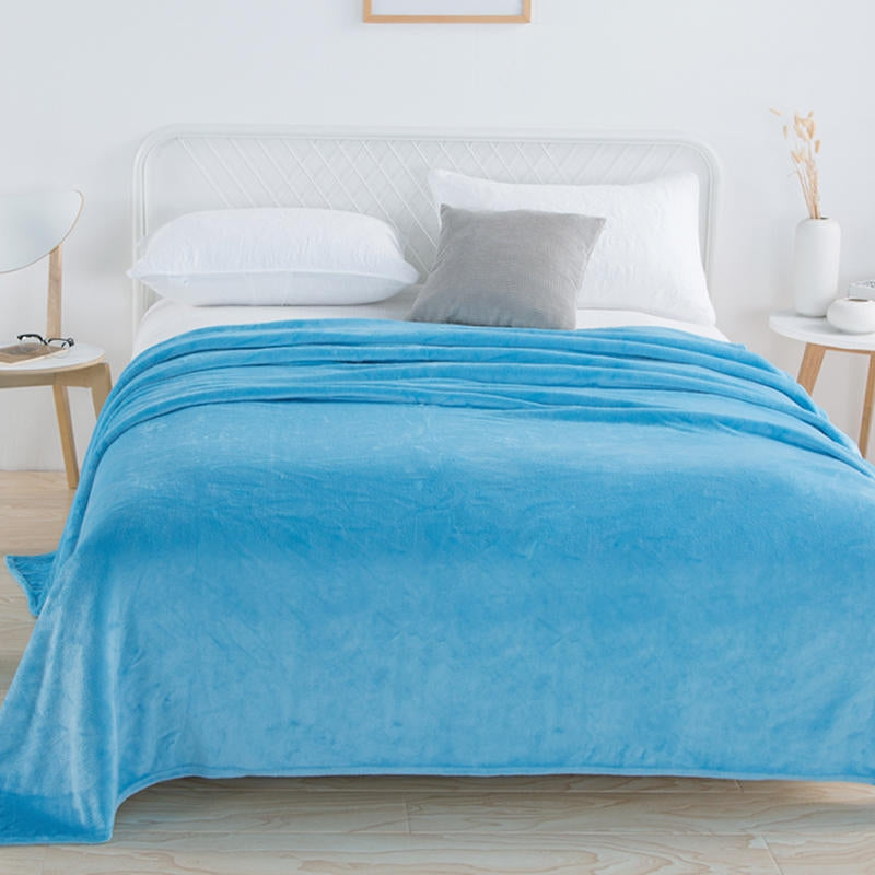 Solid Flannel Throw Blanket – Ultra Soft Lightweight Sofa & Bed Throw – image 10