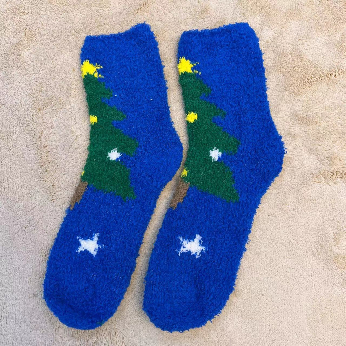 Christmas Slipper Socks with Grip Sole – Fluffy Plush Bed Socks
