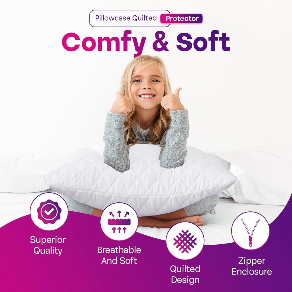 Quilted Pillow Protectors Pack of 4 – Zipped, 50 x 75cm – image 5