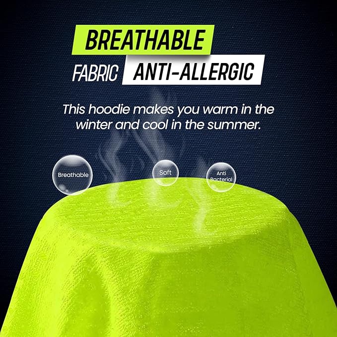 Hi Vis Zip-Up Hoodie – Reflective Tape, Orange or Green – image 5