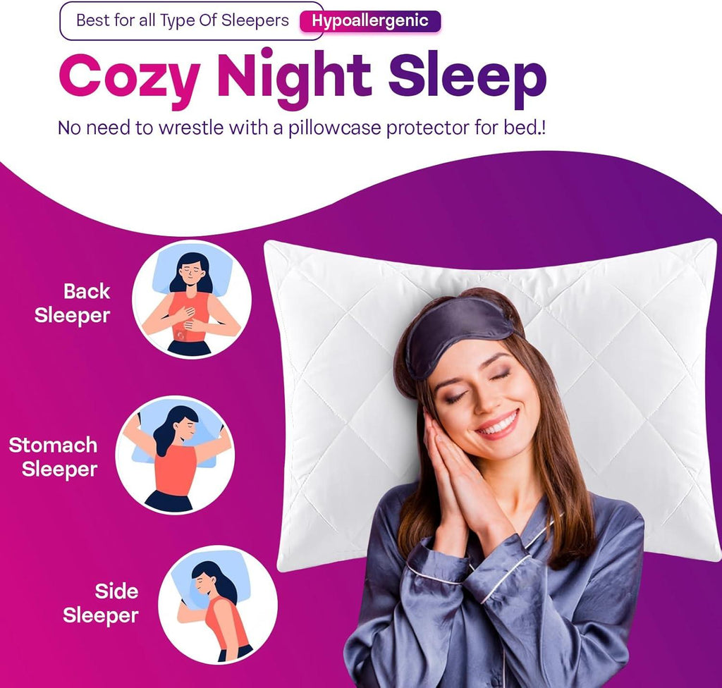 Quilted Pillow Protectors Pack of 4 – Zipped, 50 x 75cm – image 2