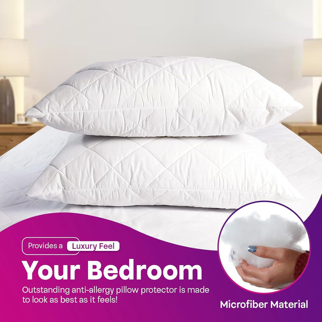 Quilted Pillow Protectors Pack of 4 – Zipped, 50 x 75cm – image 6