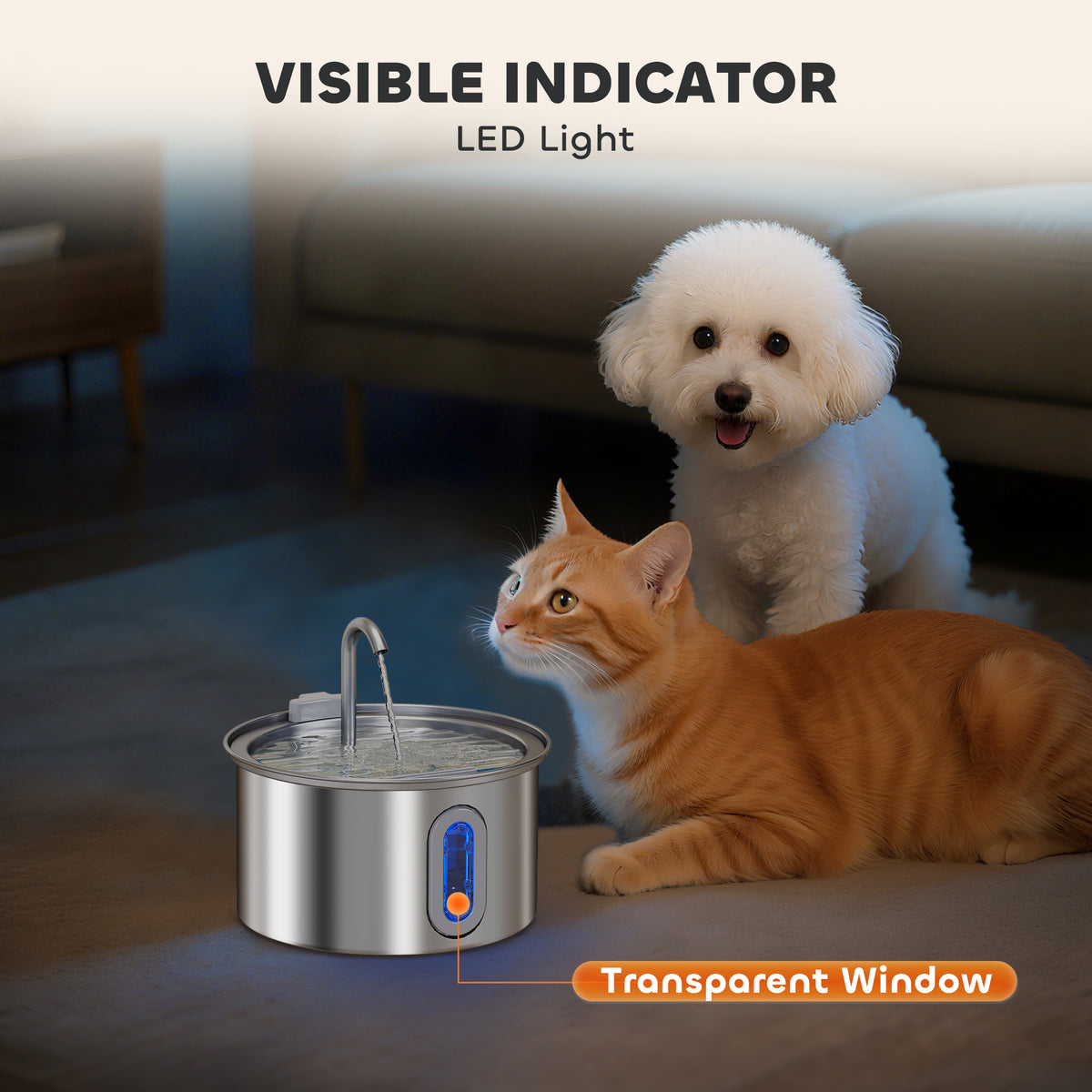 2.5L Stainless Steel Cat Water Fountain – image 5