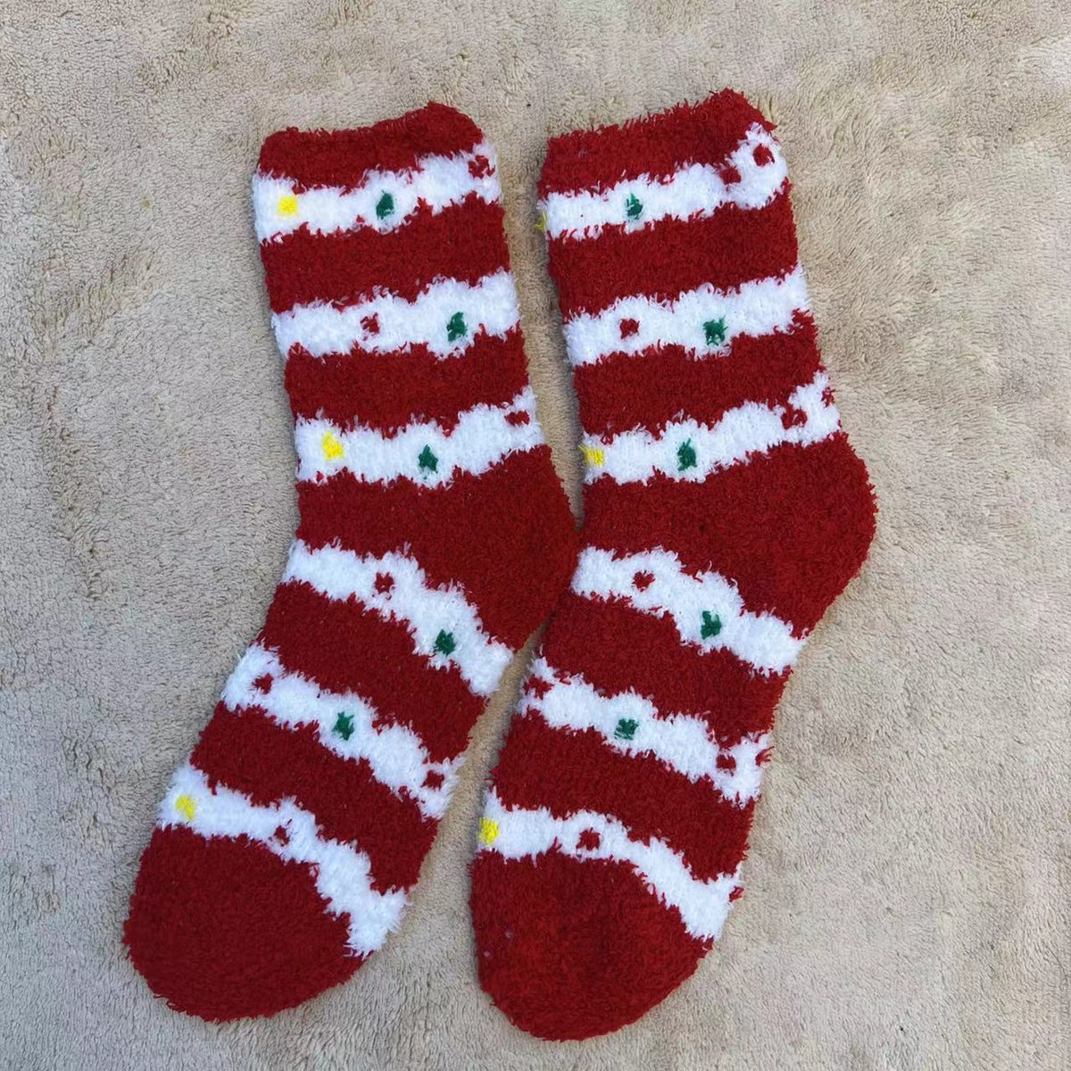 Christmas Slipper Socks with Grip Sole – Fluffy Plush Bed Socks