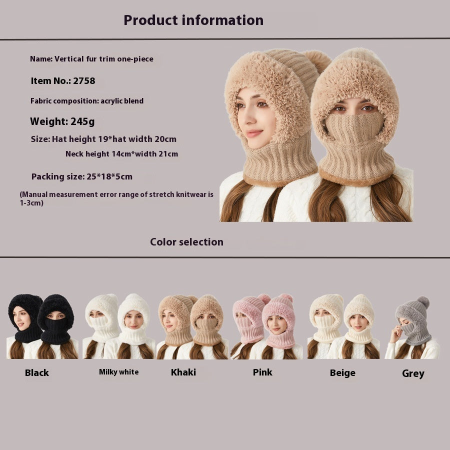 High Elastic Solid Color Knitted Hat Scarf Mask – image 2