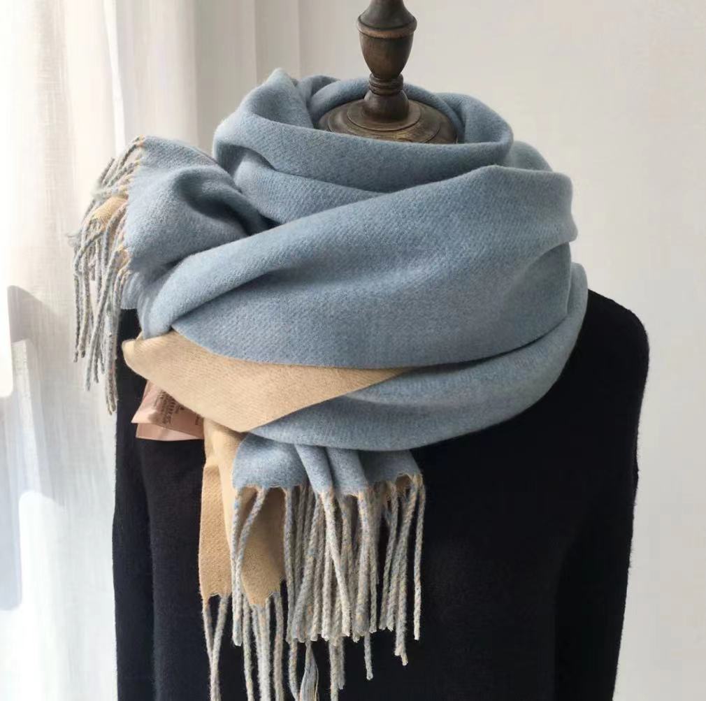 Double-sided Artificial Australian Wool Scarf Shawl – image 9