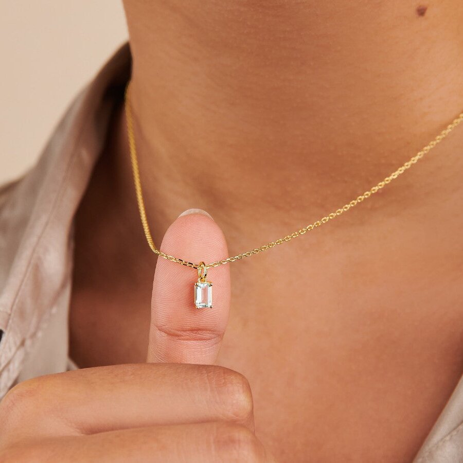 Titanium Steel Birthstone Pendant Necklace – image 5