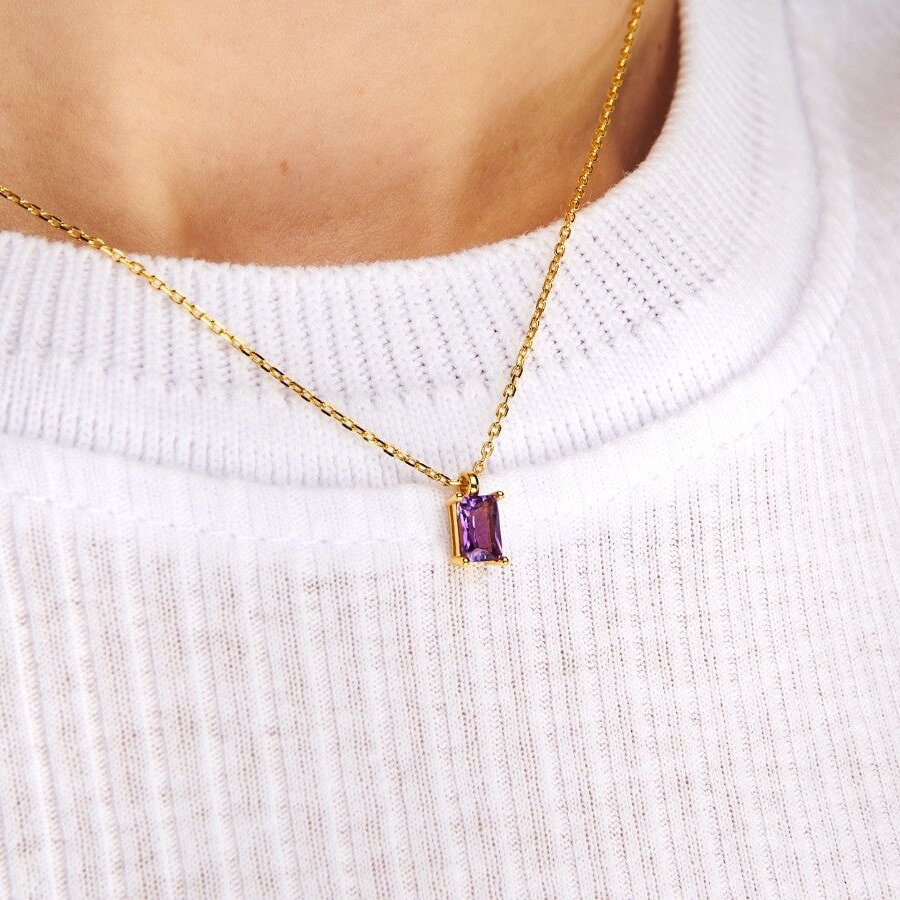 Titanium Steel Birthstone Pendant Necklace – main image