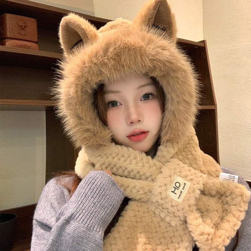 Autumn And Winter Cute Furry Fox Ear Hat – image 2