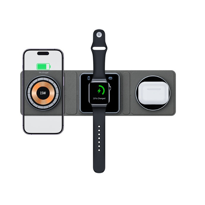Foldable 3-in-1 Magnetic Charging Station – Transparent – image 6