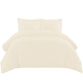 Cream brushed microfibre duvet cover set with two pillowcases on a bed
