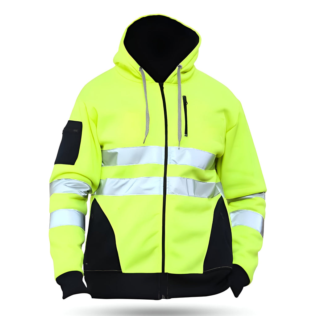 Hi Vis Zip-Up Hoodie – Reflective Tape, Orange or Green – image 7