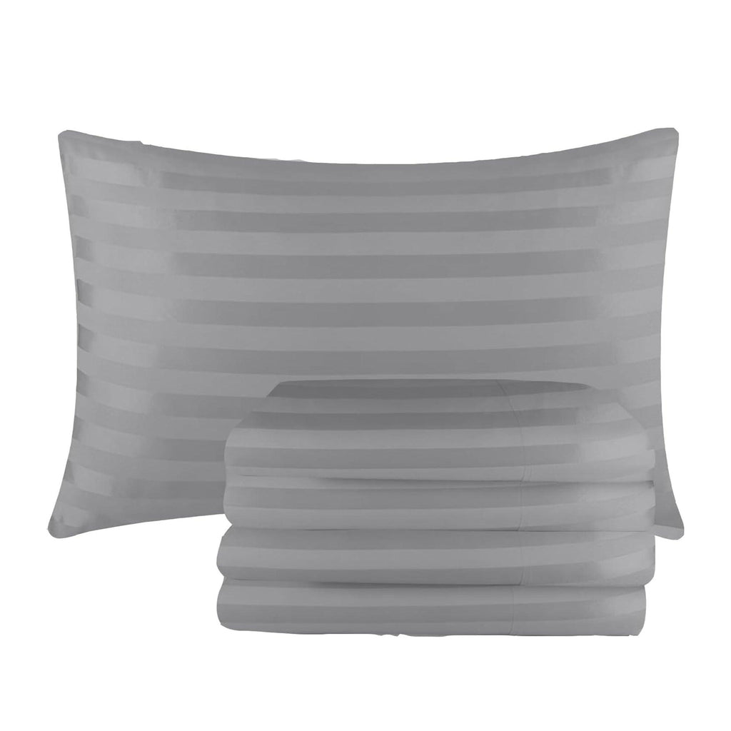 Satin Stripe Pillowcases Pack of 4 – Brushed Microfibre, 50 x 75cm – image 1