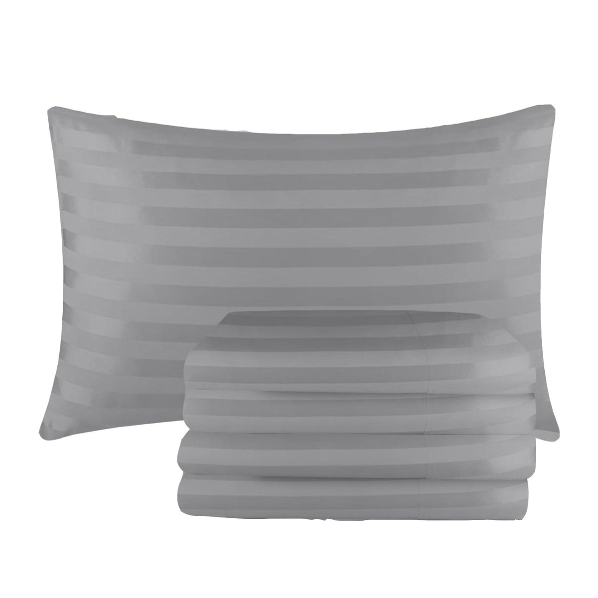 Satin Stripe Pillowcases Pack of 4 – Brushed Microfibre, 50 x 75cm – image 1