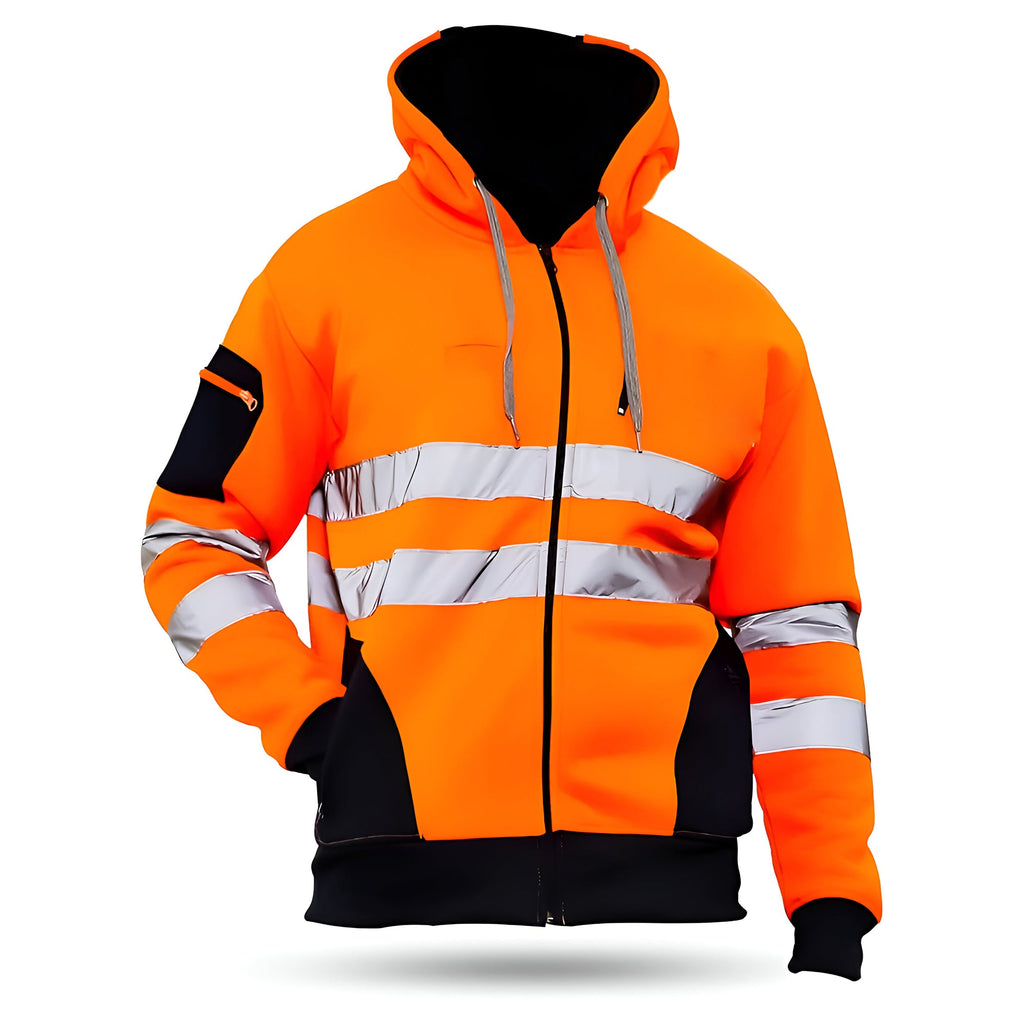 Hi Vis Zip-Up Hoodie – Reflective Tape, Orange or Green – image 6