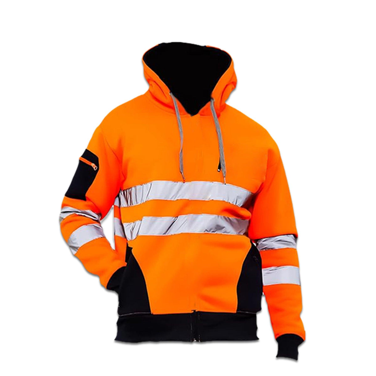 Hi Vis Pullover Hoodie – Reflective Tape, Orange or Green – image 1
