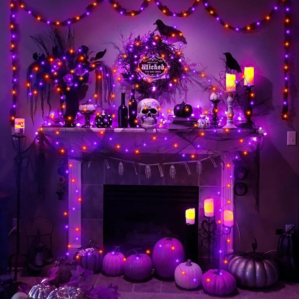 Halloween Fairy Lights Purple Orange String Lights – image 4