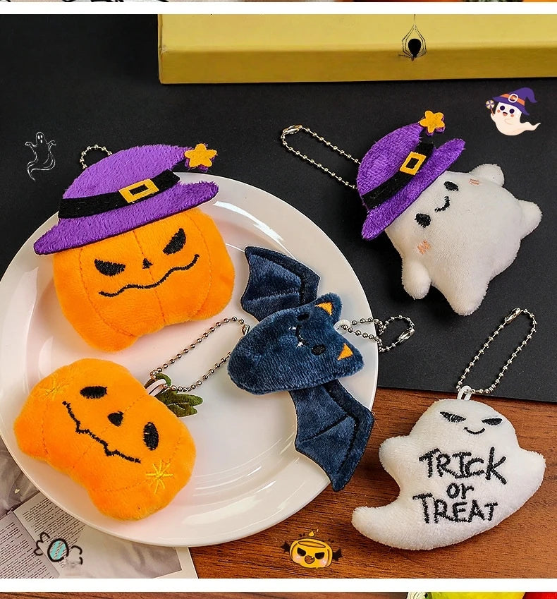 Halloween Plush Keyring Pumpkin Ghost Bat – image 12