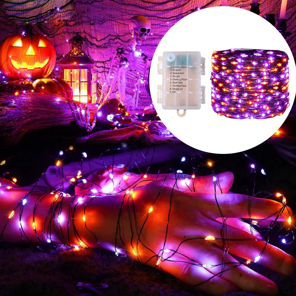 Halloween Fairy Lights Purple Orange String Lights – main image