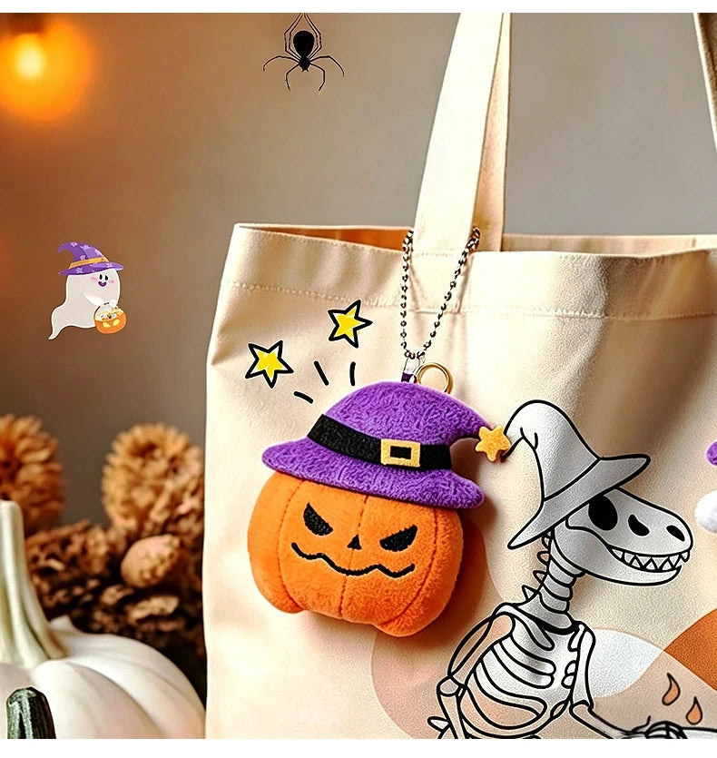 Halloween Plush Keyring Pumpkin Ghost Bat – image 7