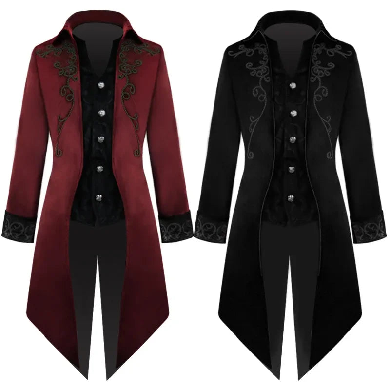 Men's Gothic Vampire Halloween Costume Coat – main image
