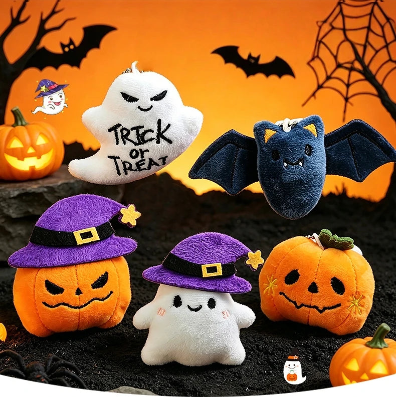 Halloween Plush Keyring Pumpkin Ghost Bat – image 11