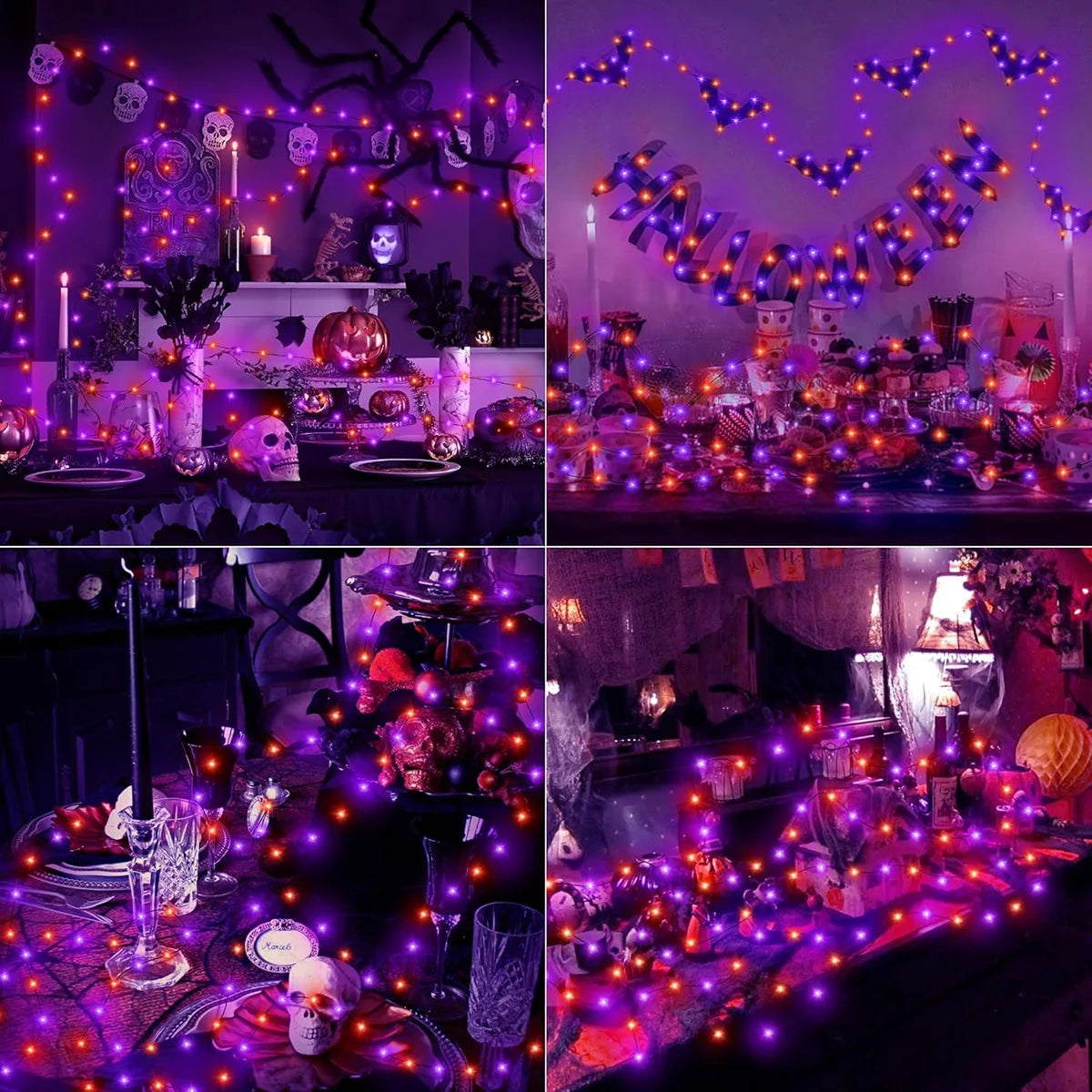 Halloween Fairy Lights Purple Orange String Lights – image 3