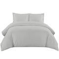 Silver brushed microfibre duvet cover set with two pillowcases on a bed