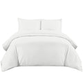 White brushed microfibre duvet cover set with two pillowcases on a bed