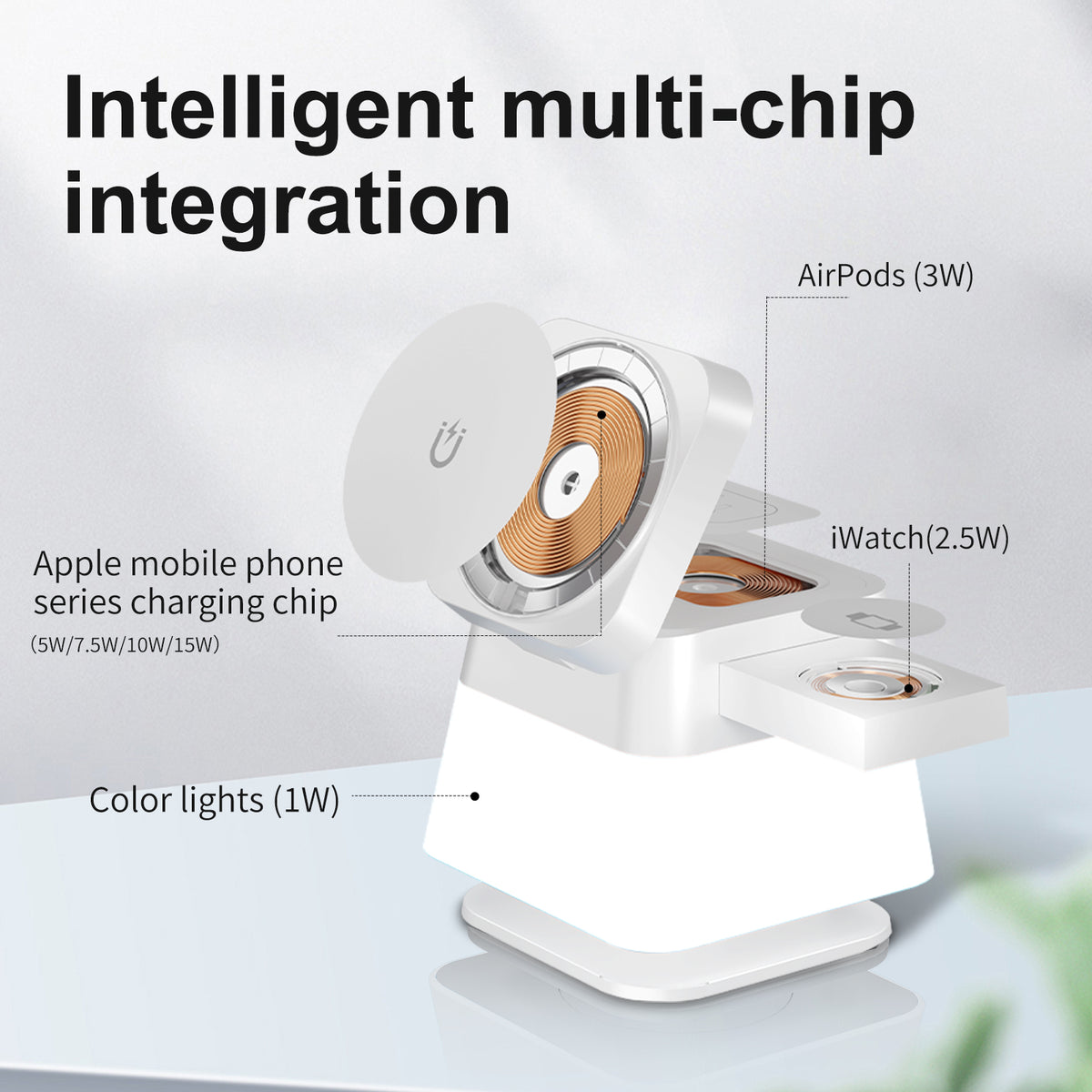 4-in-1 LED Wireless Charging Stand – Rotatable – image 2