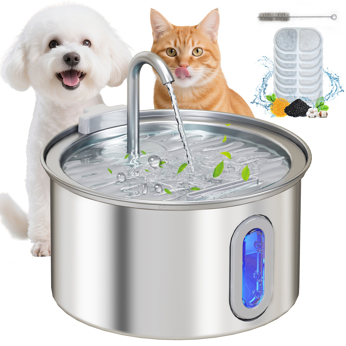 2.5L Stainless Steel Cat Water Fountain – main image
