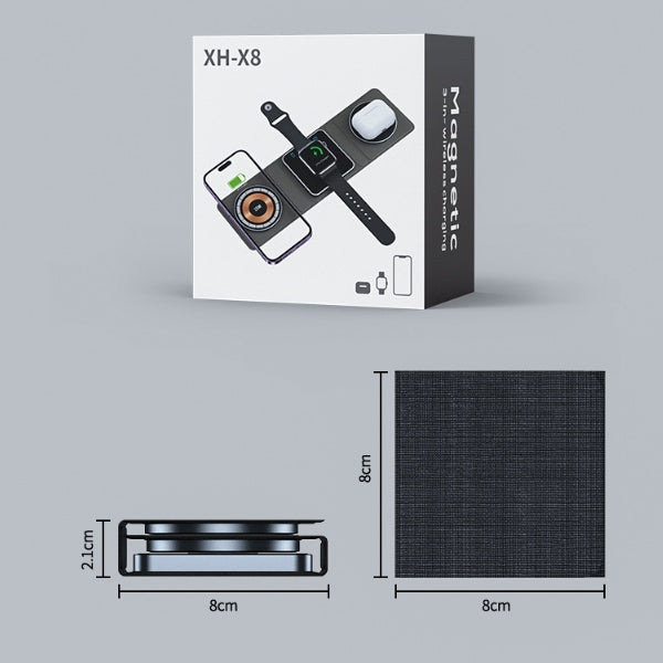 Foldable 3-in-1 Magnetic Charging Station – Transparent – image 9