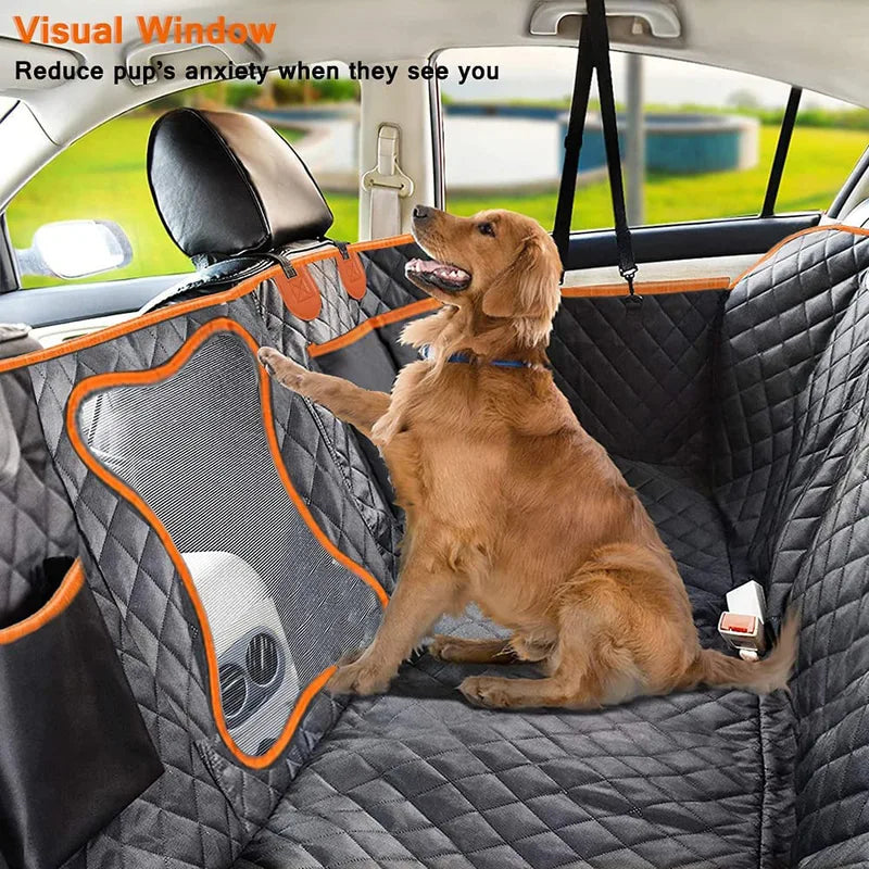 Water-Resistant Pet Back Seat Cover with Mesh Window – image 3