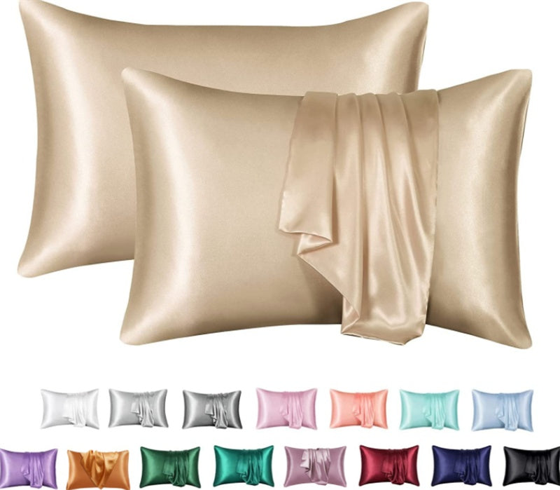 Silk-Style Solid Colour Satin Pillowcase – image 16