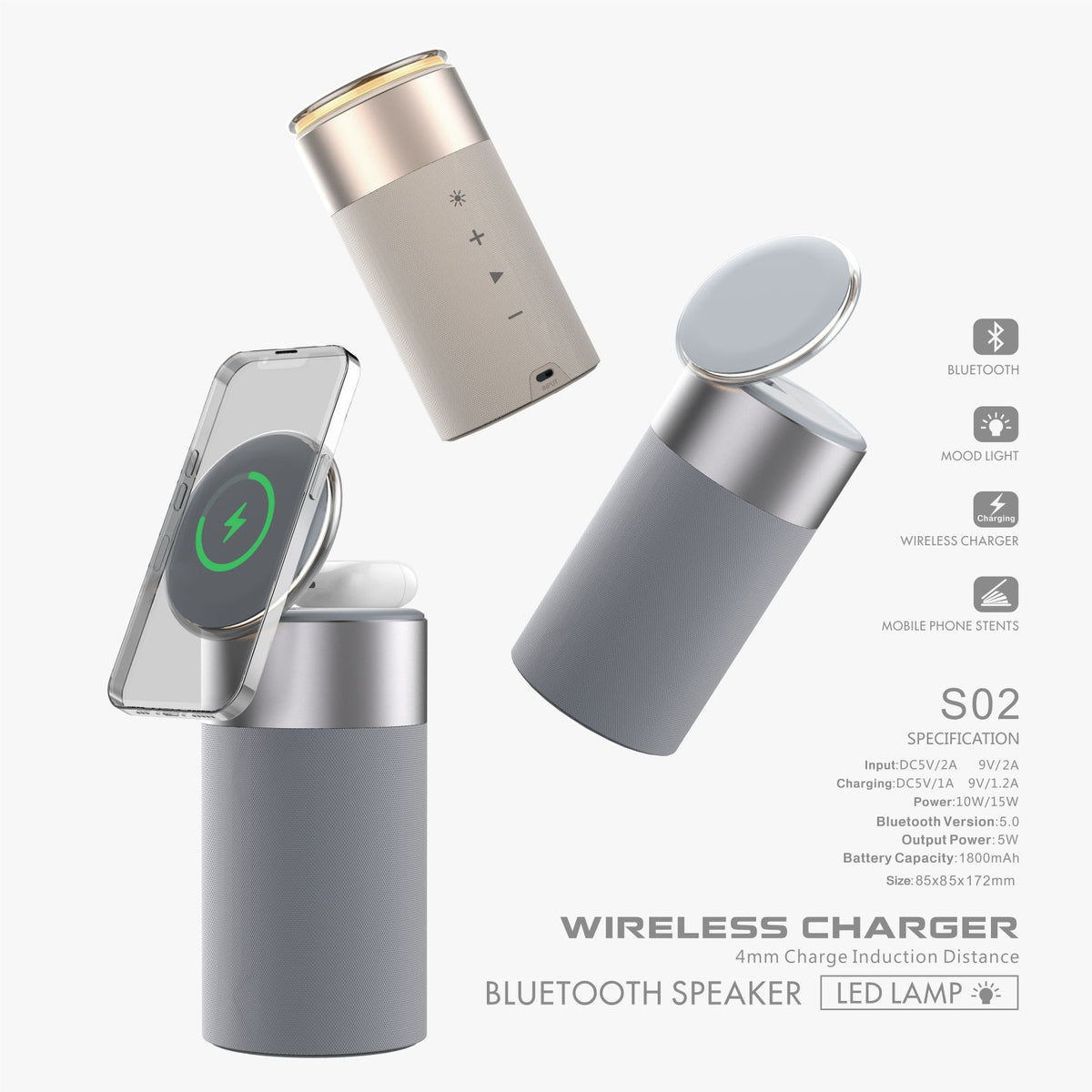 3-in-1 Wireless Charger, Speaker & Touch Lamp – image 3
