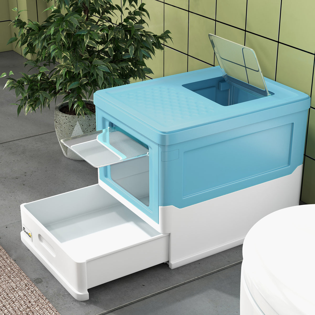 Hooded Cat Litter Box, Portable Pet Toilet – image 6