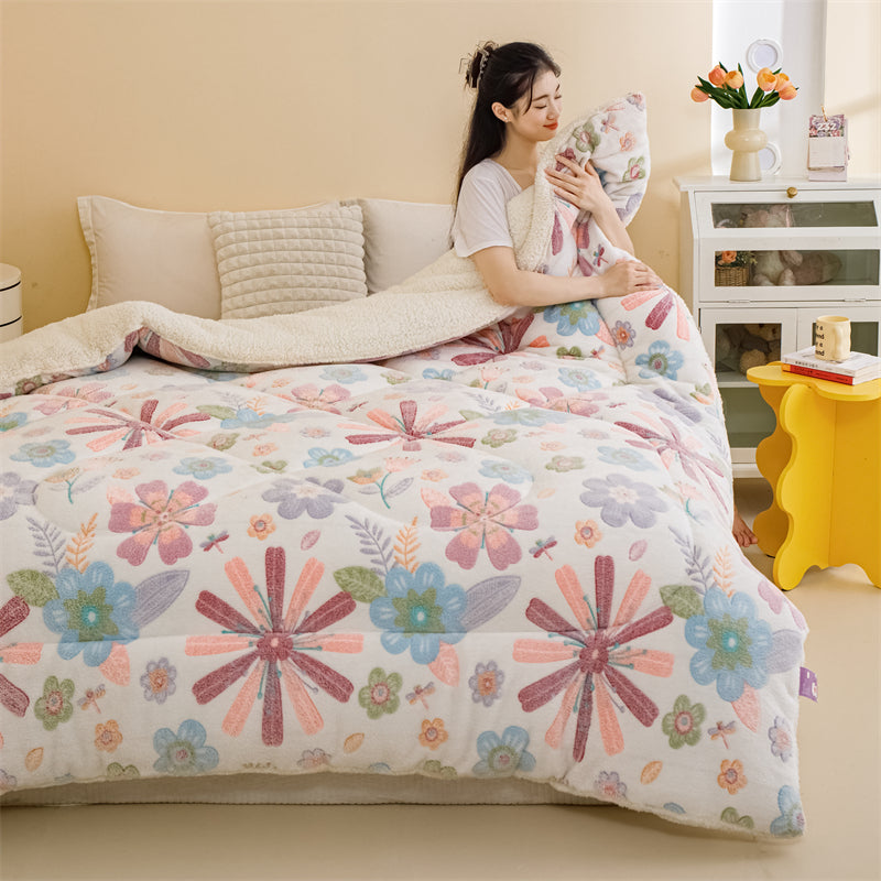 Thick Reversible Sherpa Duvet – Warm Winter Comforter Quilt – image 4