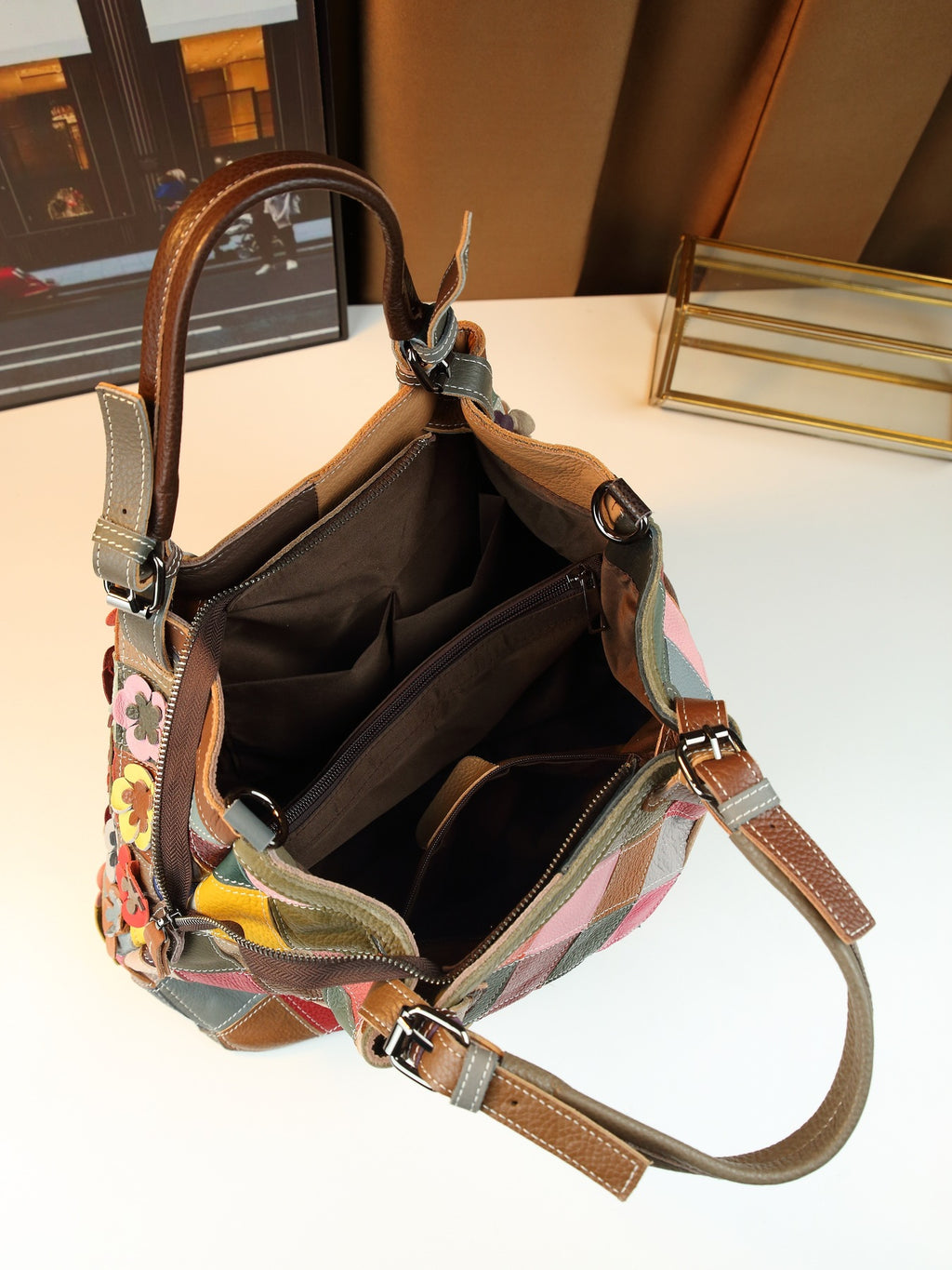 Vintage Woven Leather Crossbody Bag – image 4