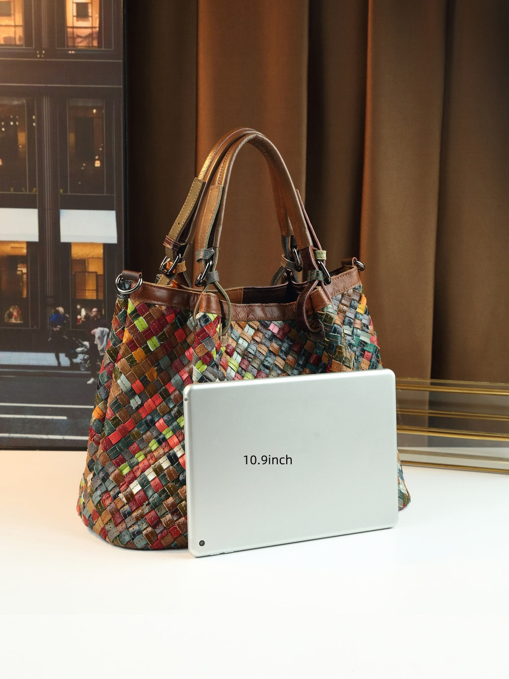 Vintage Woven Leather Crossbody Bag – image 3