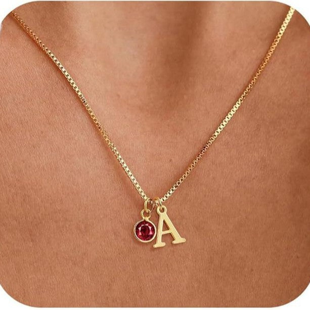 Initial birthstone necklace - image 3