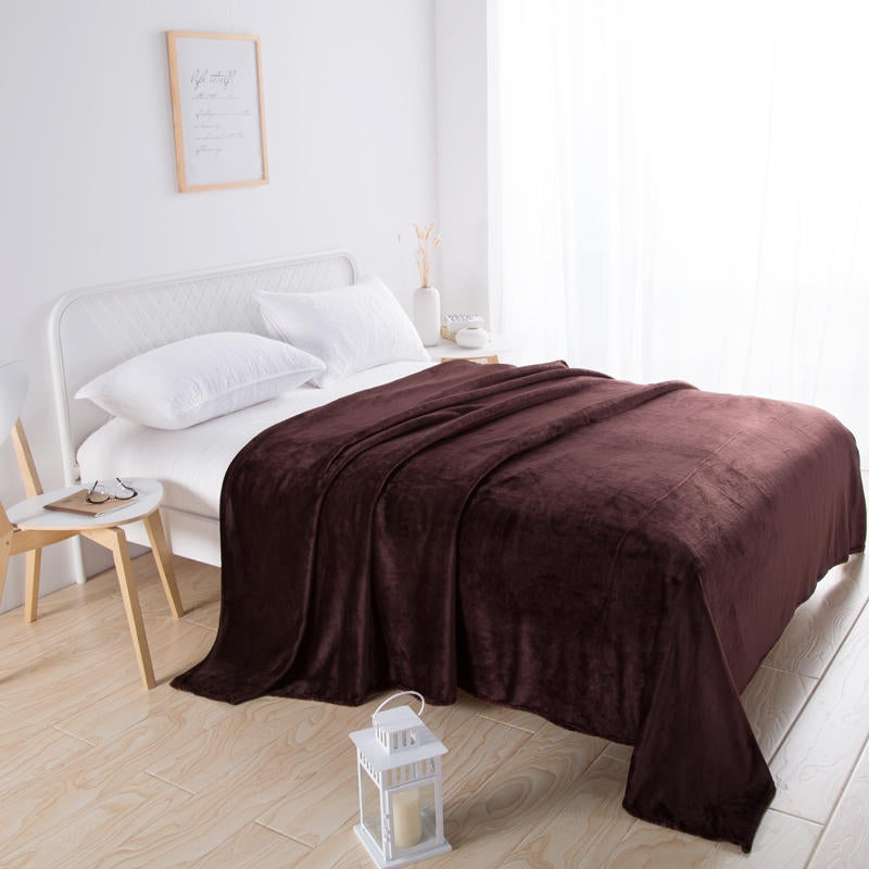 Solid Flannel Throw Blanket – Ultra Soft Lightweight Sofa & Bed Throw – image 3